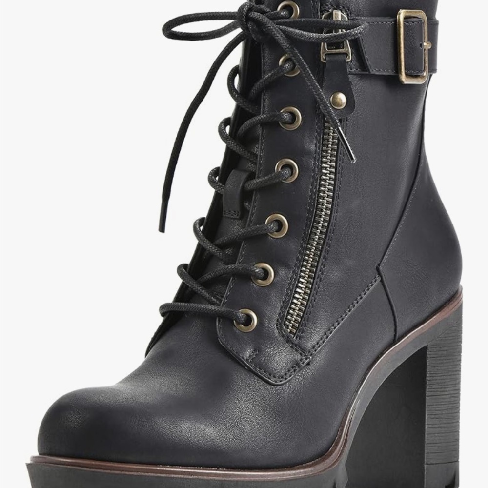 White Mountain Black Lace-Up Ankle Boots